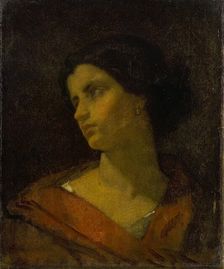 Head of a Woman, Study, 1835-1861. Creator: Thomas Couture