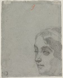 Head of a Woman (verso), c. 1857. Creator: Thomas Couture (French, 1815-1879)