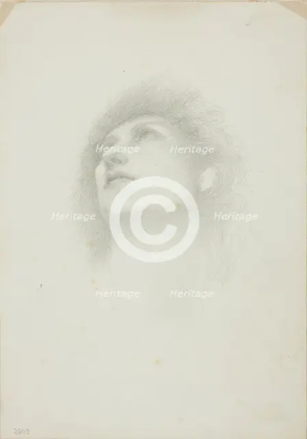 Head of a Woman with Face Upturned, c. 1873-77. Creator: Sir Edward Coley Burne-Jones.