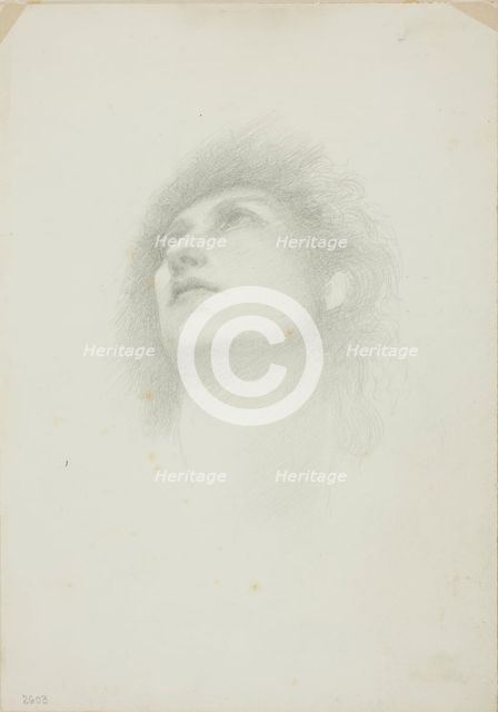 Head of a Woman with Face Upturned, c. 1873-77. Creator: Sir Edward Coley Burne-Jones.