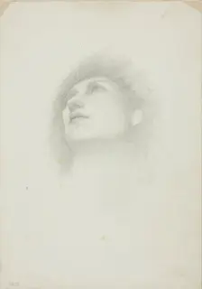 Head of a Woman with Face Upturned, c. 1873-77. Creator: Sir Edward Coley Burne-Jones