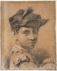 Head of a Young Man Wearing a Hat, before 1735. Creator: Giovanni Battista Piazzetta (Italian, 1682-1754)