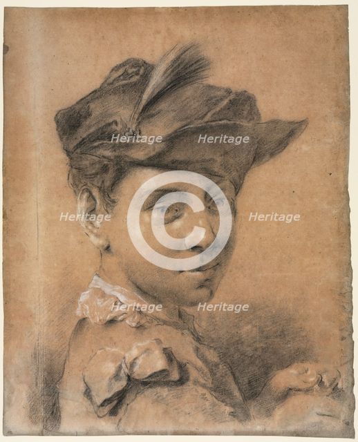 Head of a Young Man Wearing a Hat, before 1735. Creator: Giovanni Battista Piazzetta (Italian, 1682-1754).