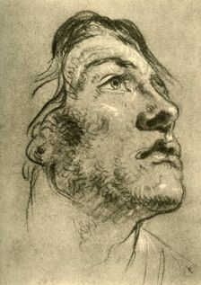 Head of a Young Man, almost in profile and looking up mid 18th century, (1928). Artist: Giovanni Battista Tiepolo