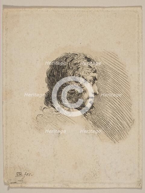 Head of a young man in profile, from 'Various portraits' (Recueil de Diverses Piéces S..., ca. 1647. Creator: Stefano della Bella.