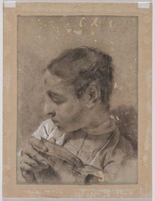 Head of a Young Man in Profile with a Book, c. 1730/40s. Creator: Giovanni Battista Piazzetta (Italian, 1682-1754)