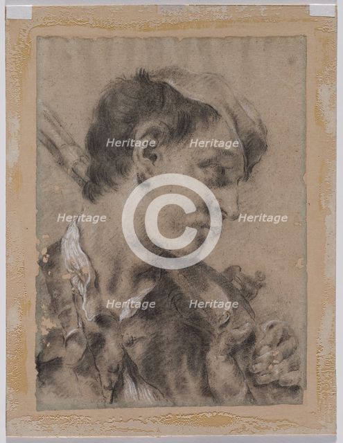 Head of a Young Man in Profile with a Gun over His Shoulder, c. 1730/40s. Creator: Giovanni Battista Piazzetta (Italian, 1682-1754).