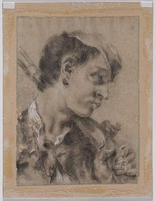 Head of a Young Man in Profile with a Gun over His Shoulder, c. 1730/40s. Creator: Giovanni Battista Piazzetta (Italian, 1682-1754)