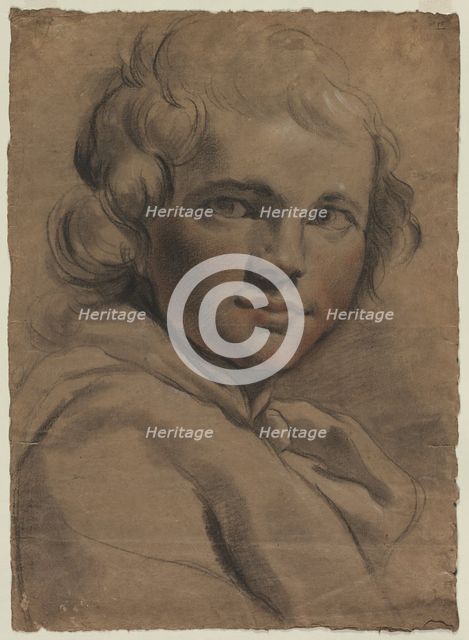 Head of a Young Man (recto) Sketch of a Head (verso) , 1780s. Creator: Gaetano Gandolfi (Italian, 1734-1802).