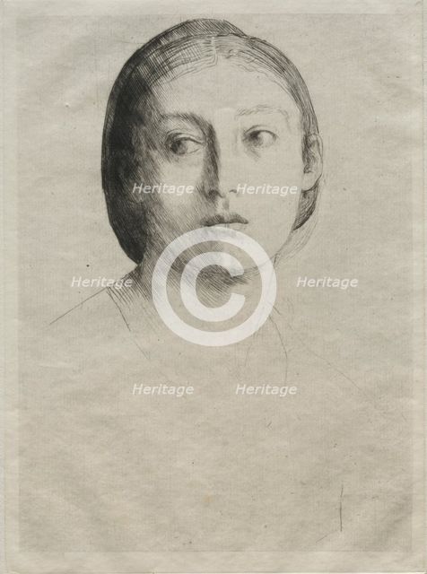 Head of a Young Girl. Creator: Alphonse Legros (French, 1837-1911).