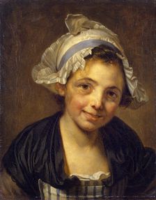 Head of a Young Girl in a Bonnet, 1760. Creator: Jean-Baptiste Greuze