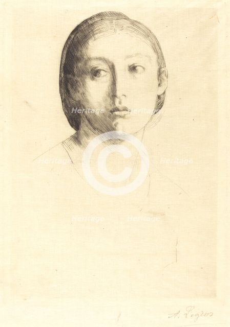 Head of a Young Girl (Tete de jeune fille). Creator: Alphonse Legros.