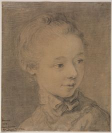 Head of a Young Girl Turning toward the Right, 1758?. Creator: François Hubert Drouais (French, 1727-1775), attributed to
