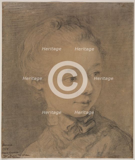 Head of a Young Girl Turning toward the Right, 1758?. Creator: François Hubert Drouais (French, 1727-1775), attributed to.