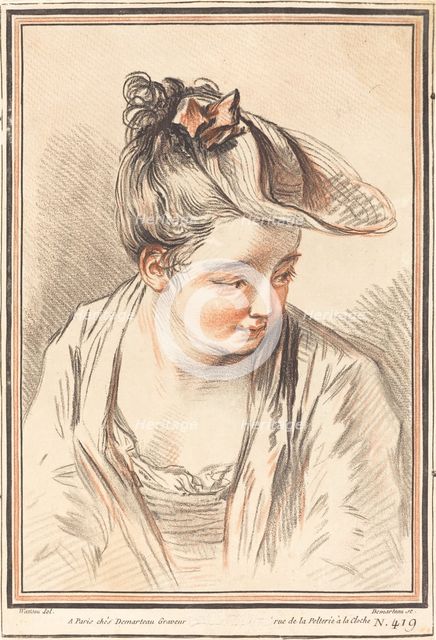 Head of a Young Woman, 1773. Creator: Gilles Demarteau.
