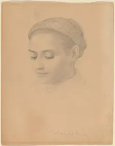 Head of a Young Woman, 1850. Creator: Eastman Johnson