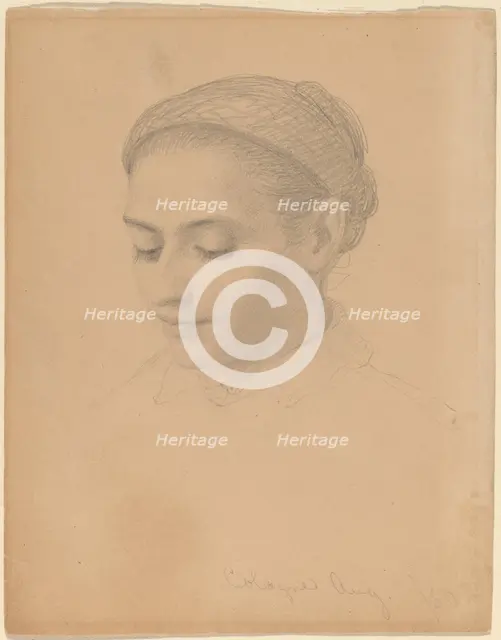 Head of a Young Woman, 1850. Creator: Eastman Johnson.