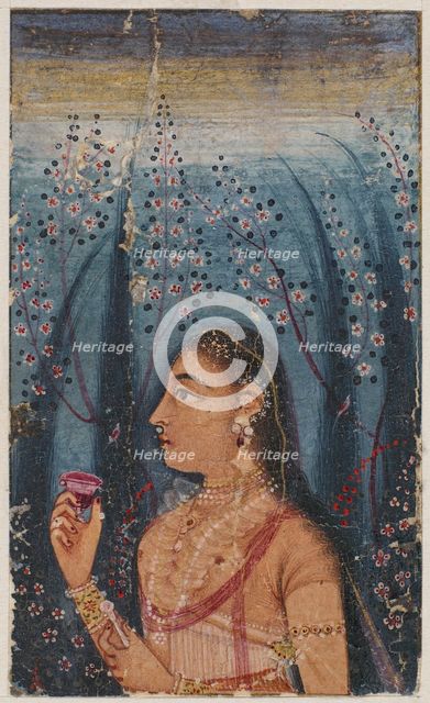 Head of a young woman, among flowering stems, c. 1620. Creator: Unknown.
