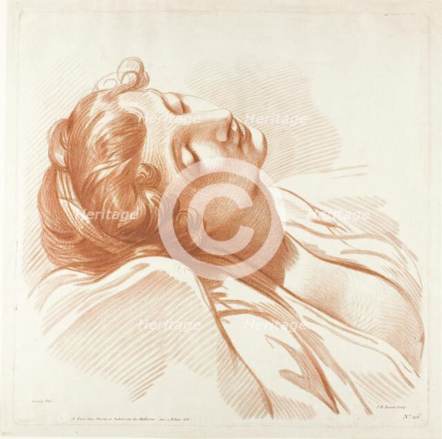Head of a Young Woman Asleep, 1787/95. Creator: Jean-Baptiste Lucien.