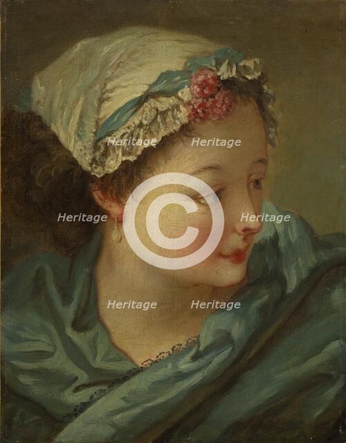 Head of a Young Woman, early 1730s. Creator: François Boucher (French, 1703-1770).