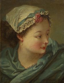 Head of a Young Woman, early 1730s. Creator: François Boucher (French, 1703-1770)