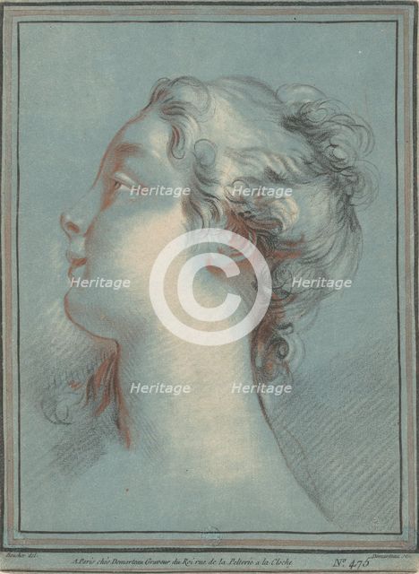 Head of a Young Woman Facing Left, c. 1774. Creator: Gilles Demarteau.
