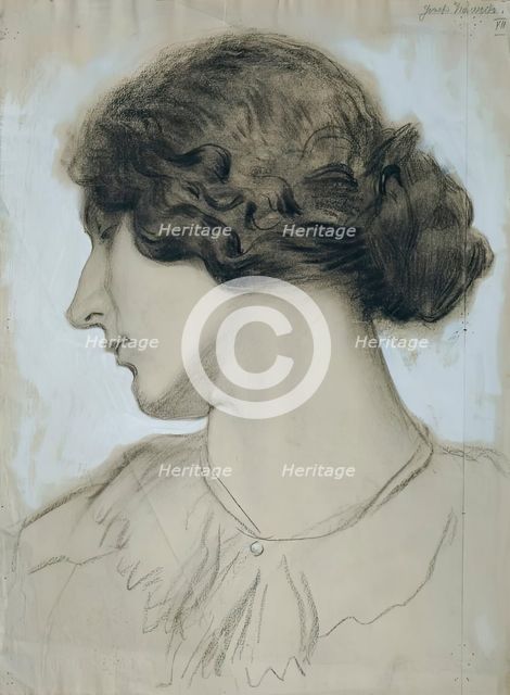 Head of a young woman in profile, 1918. Creator: Josef Wawra.