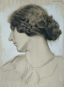 Head of a young woman in profile, 1918. Creator: Josef Wawra
