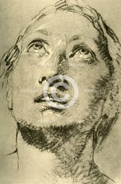 'Head of a Young Woman, looking up', c1755, (1928). Artist: Giovanni Battista Tiepolo.