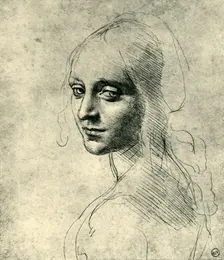 Head of a Young Woman (Study for the Angel in the Virgin of the Rocks'), c1485, (1943). Creator: Leonardo da Vinci