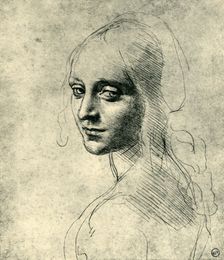 Head of a Young Woman (Study for the Angel in the Virgin of the Rocks'), c1485, (1943). Creator: Leonardo da Vinci