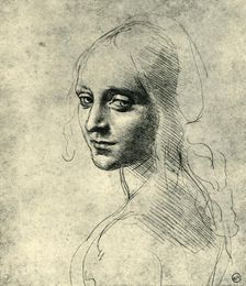 Head of a Young Woman (Study for the Angel in the Virgin of the Rocks'), c1485, (1943). Creator: Leonardo da Vinci