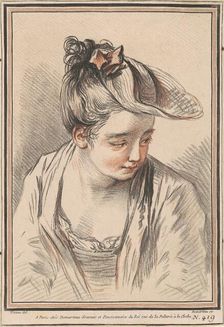 Head of a Young Woman Wearing a Hat, 1773. Creator: Gilles Demarteau