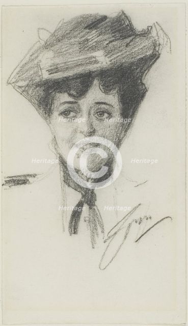 Head of a Young Woman Wearing a Hat, n.d. Creator: Anders Leonard Zorn.