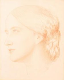 Head of a Young Woman with Braided Hair, c1858. Creator: George Frederick Watts