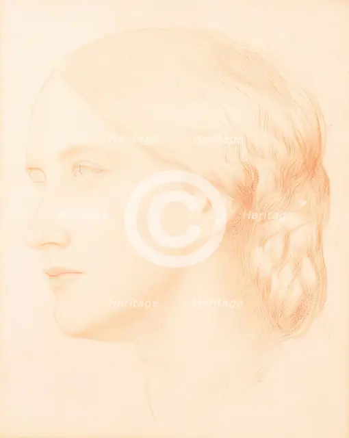 Head of a Young Woman with Braided Hair, c1858. Creator: George Frederick Watts.
