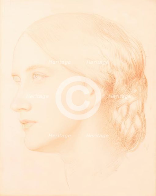 Head of a Young Woman with Braided Hair, c1858. Creator: George Frederick Watts.
