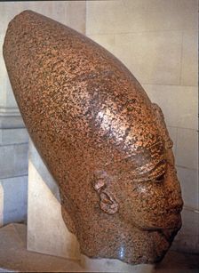 Head of Amenhotep III, on pink granite, it comes from his temple at Thebes