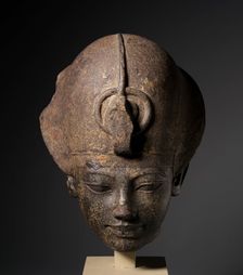 Head of Amenhotep III Wearing the Blue Crown, c. 1391-1353 BC. Creator: Unknown