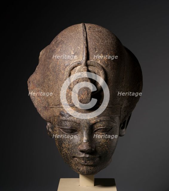 Head of Amenhotep III Wearing the Blue Crown, c. 1391-1353 BC. Creator: Unknown.