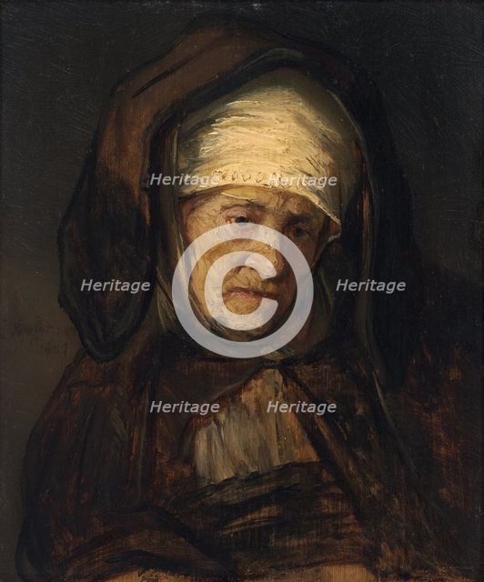 Head of an Aged Woman, 1655/1660. Creator: Workshop of Rembrandt.
