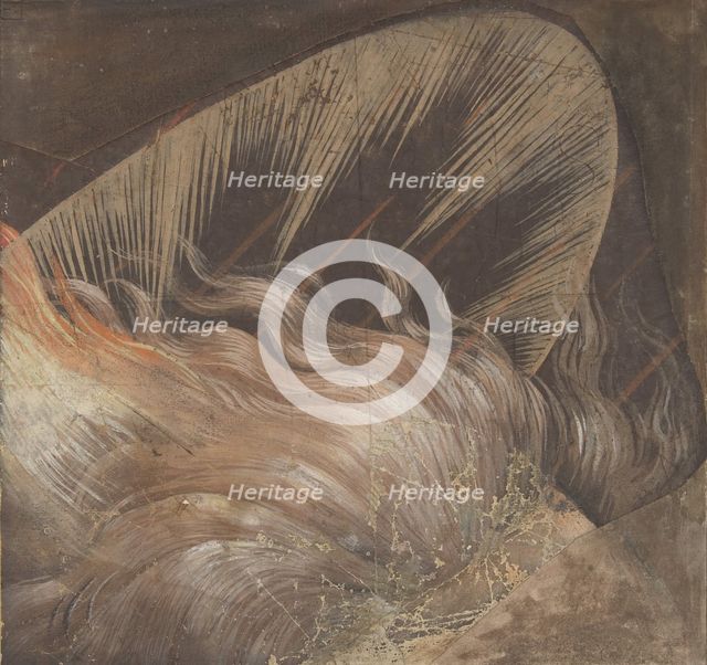 Head of an Apostle Surrounded by a Tongue of Fire and a Nimbus: Fragment..., 1500-50. Creator: School of Raphael.