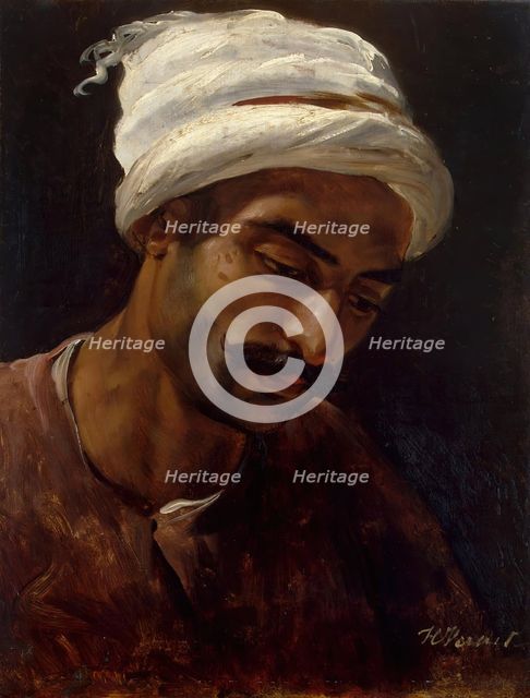 Head of an Arab, 1818. Creator: Emile Jean-Horace Vernet.