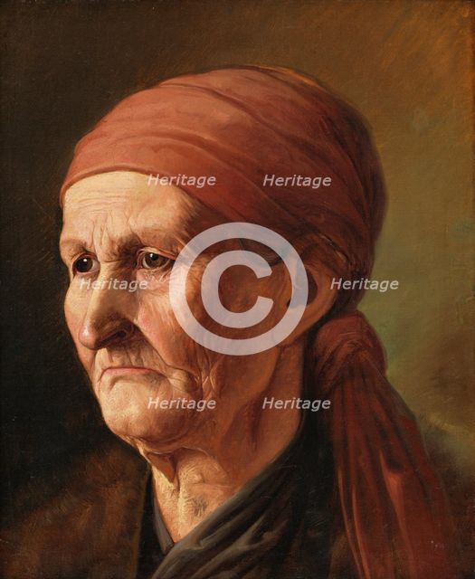 Head of an Elderly Woman, 1860-1865. Creator: Vojtech Klimkovic.