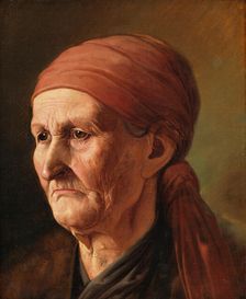 Head of an Elderly Woman, 1860-1865. Creator: Vojtech Klimkovic