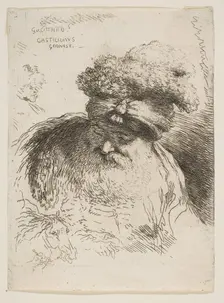 Head of an old bearded man with a turban, from the series of Small Heads in Orie..., ca. 1645-1650. Creator: Giovanni Benedetto Castiglione