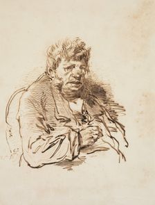 Head of an Old Man, 1858. Creator: Paul Gavarni (French, 1804-1866)