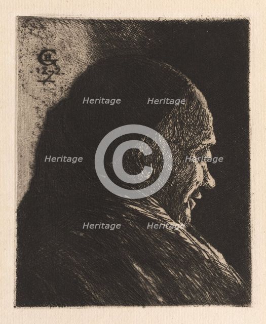 Head of an Old Man, 1872. Creator: Henri Charles Guérard (French, 1846-1897).