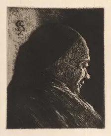 Head of an Old Man, 1872. Creator: Henri Charles Guérard (French, 1846-1897)