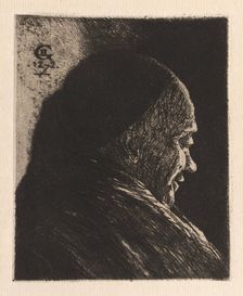 Head of an Old Man, 1872. Creator: Henri Charles Guérard (French, 1846-1897)